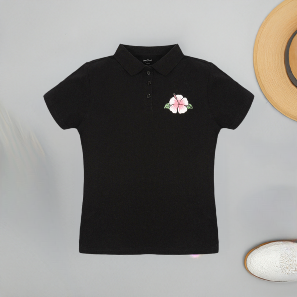 My Bow Girls 2Pack Black and Red Pique Polo T-Shirt Short Sleeve 100% Cotton, Sizes (4- 14), Little Kids , Big Kids, Teen