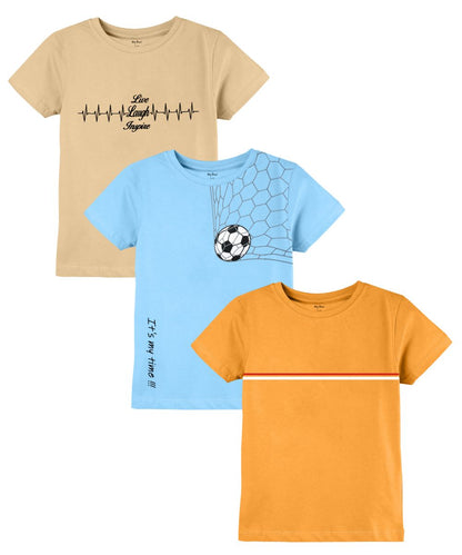 My Bow Boys 3Pack Cotton Multicolor Short Sleeve Crew Round Neck TShirt, Sizes 4Yrs - 14Yrs,  Little Kids