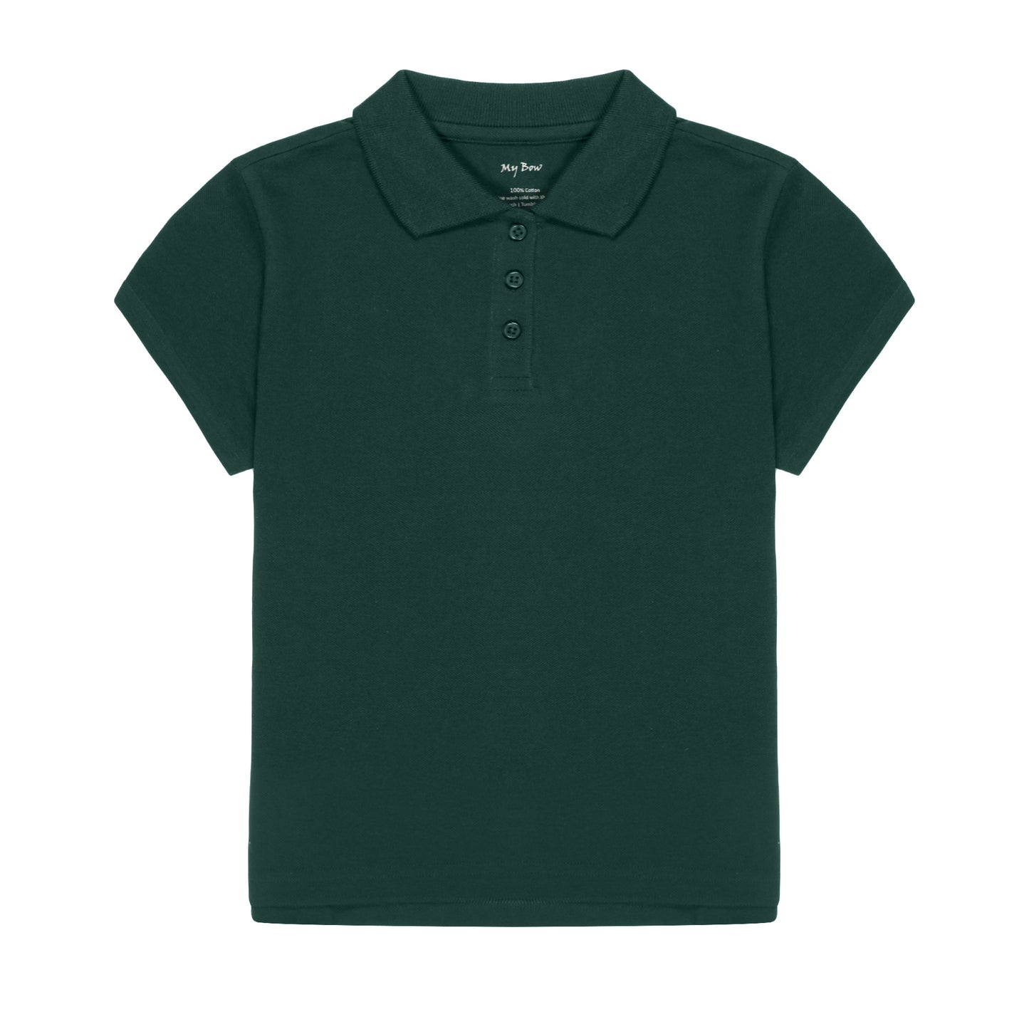 My Bow School Uniform Pique Girls Polo T-Shirt Short Sleeve 100% Cotton, Set of 3 - Green, Yellow ,Purple (US, Age 4 -14 Years))