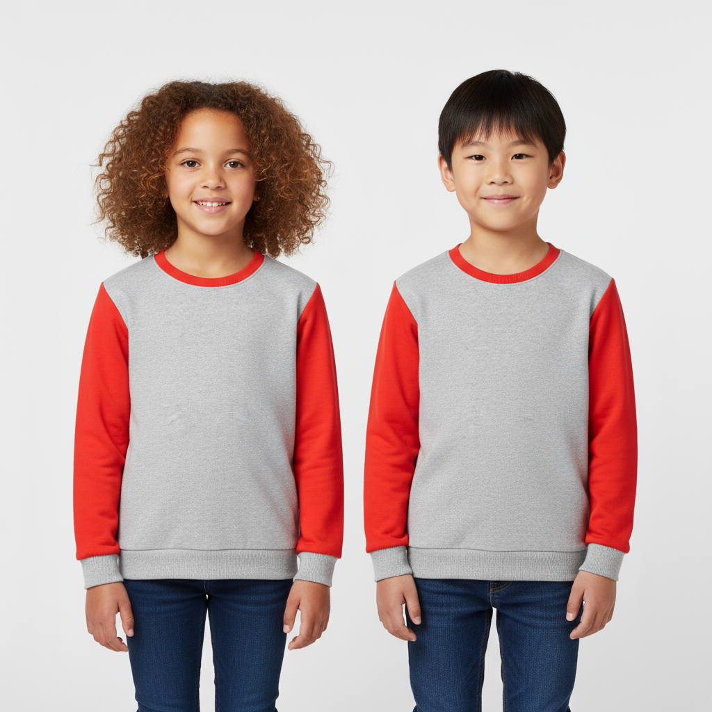 My Bow Unisex Soft Brushed Fleece Casual Basic Pullover Crew Neck Sweatshirt for Boys and Girls (4 to 14 Years)